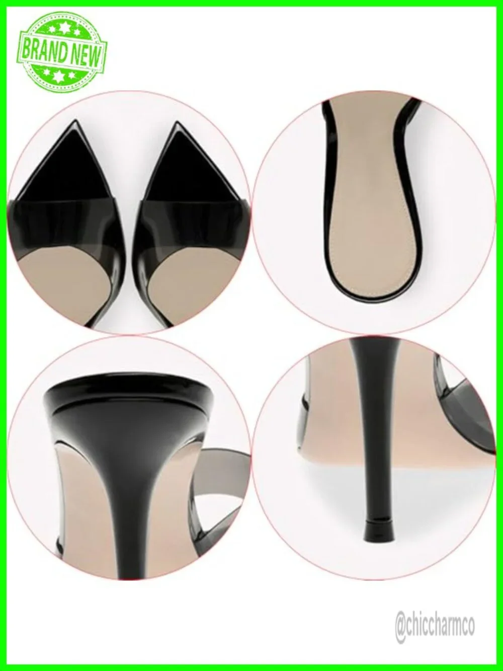 Clear Pointed Toe Stiletto Heel Slingback Sandals Party Dress Slides